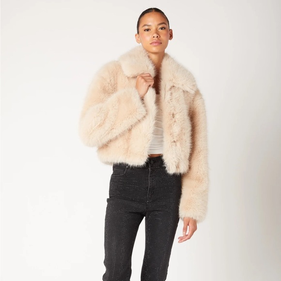 Blank NYC Gram Momen Crop Faux Fur Jacket size XS - Picture 1 of 7
